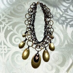 Chico’s concave and rings two tone metal convertible long or short necklace